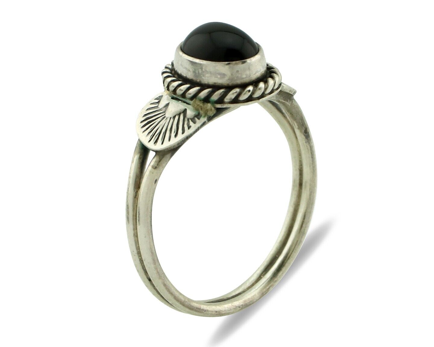 Navajo Ring 925 Silver Natural Mined Black Onyx Native American Artist C.80's