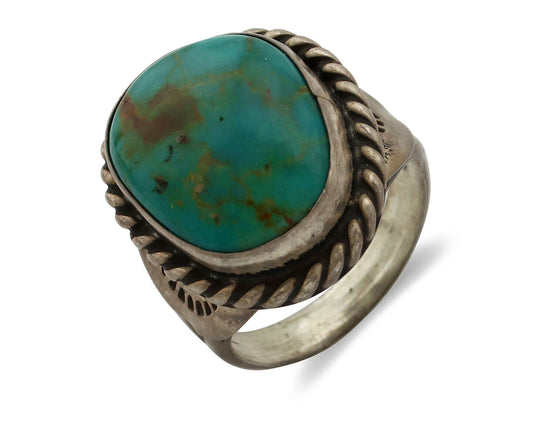 Navajo Ring .925 Silver Kingman Turquoise Native American Signed C.80's