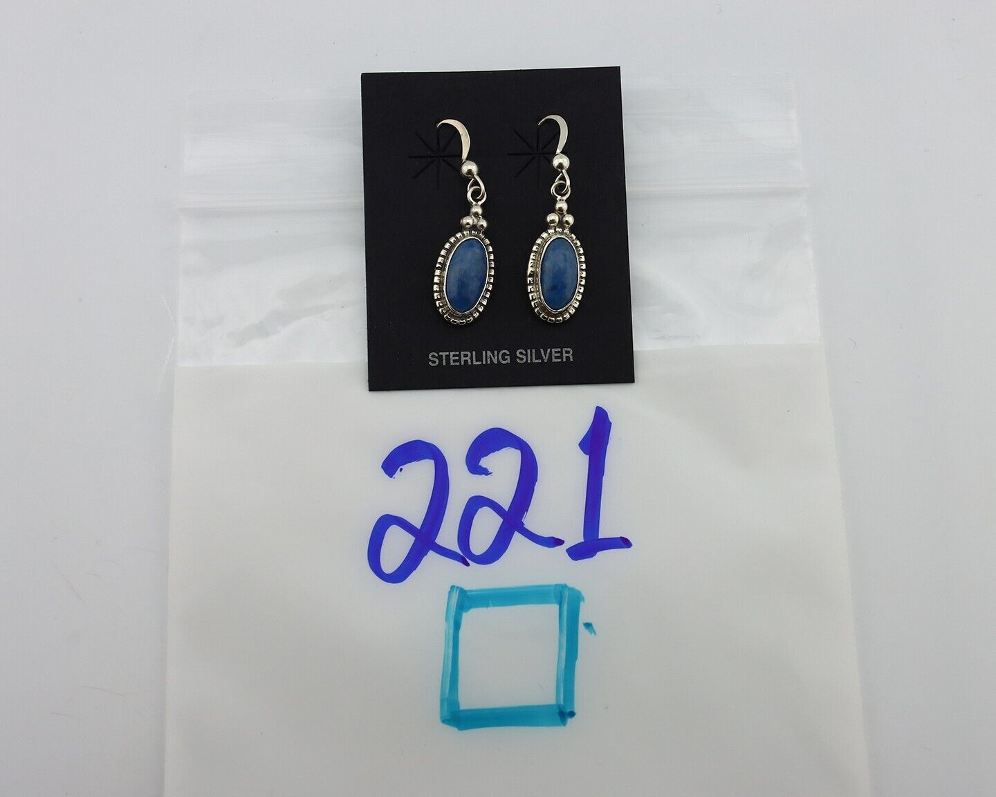 Navajo Earrings 925 Silver Natural Royal Blue Lapis Native American Artist C90s