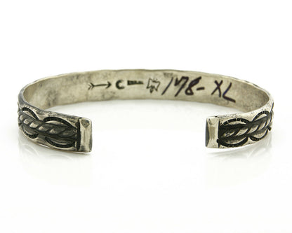 Navajo Bracelet .925 Silver Handmade Hand Stamped Signed Artist C Montoya C.80's