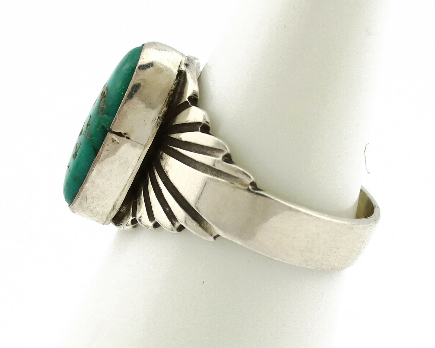 Navajo Ring .925 Silver Royston Turquoise Artist Signed Apache C.80's