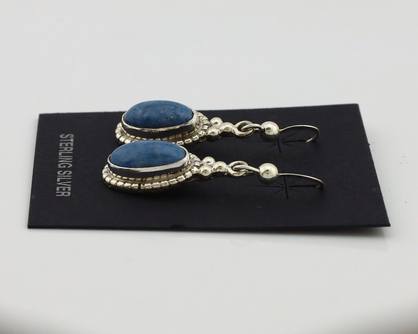 Navajo Earrings 925 Silver Natural Royal Blue Lapis Native American Artist C90s