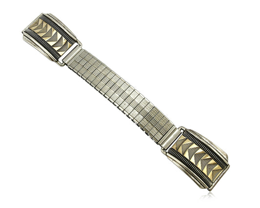 Navajo Watch Band .925 Silver & 14k SOLID Gold MM Rogers & Jimmy Secatero