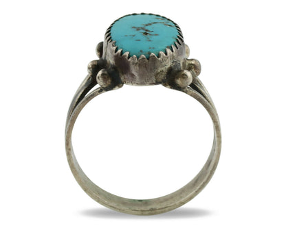 Navajo Ring .925 Silver Morenci Turquoise Native American Artist C.1980's