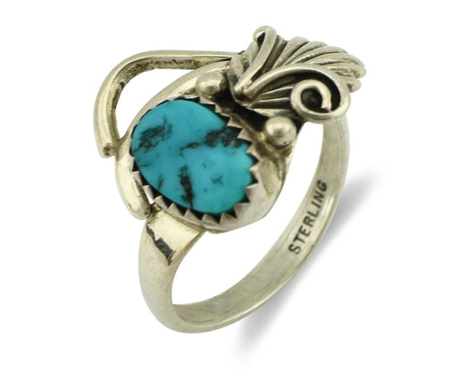 Navajo Ring .925 Silver Sleeping Beauty Turquoise Native Artist C.80's