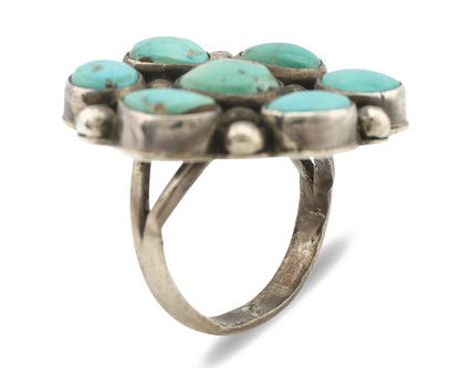 Navajo Ring .925 Silver Kingman Turquoise Artist Signed AG C.80's