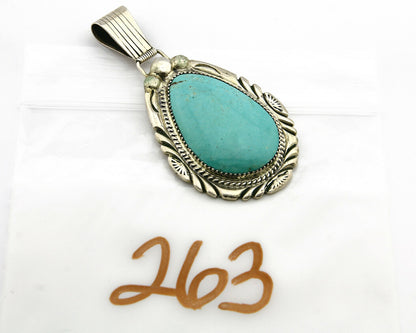 Navajo Pendant Turquoise Mountain .925 Silver Handmade Signed MB C.80's