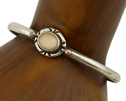 Navajo Bracelet .925 Silver White Sea Shell Native American Artist C.90's