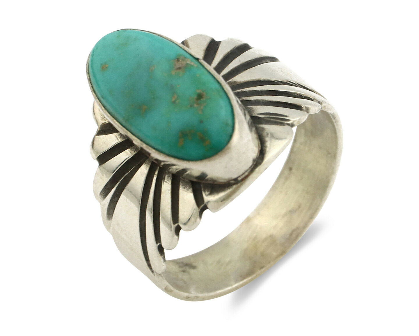 Navajo Ring .925 Silver Royston Turquoise Artist Signed Apache C.80's