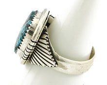 Navajo Ring .925 Silver Black Spiderweb Turquoise Signed D Philip Zachary C.80's