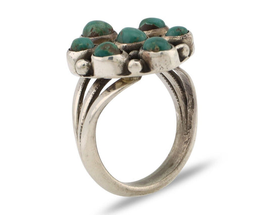 Navajo Ring .925 Silver Natural Blue Turquoise Artist Signed LP C.80's