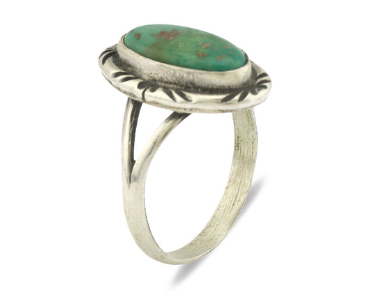 Navajo Ring .925 Silver Kingman Turquoise Native Artist Signed C.80's