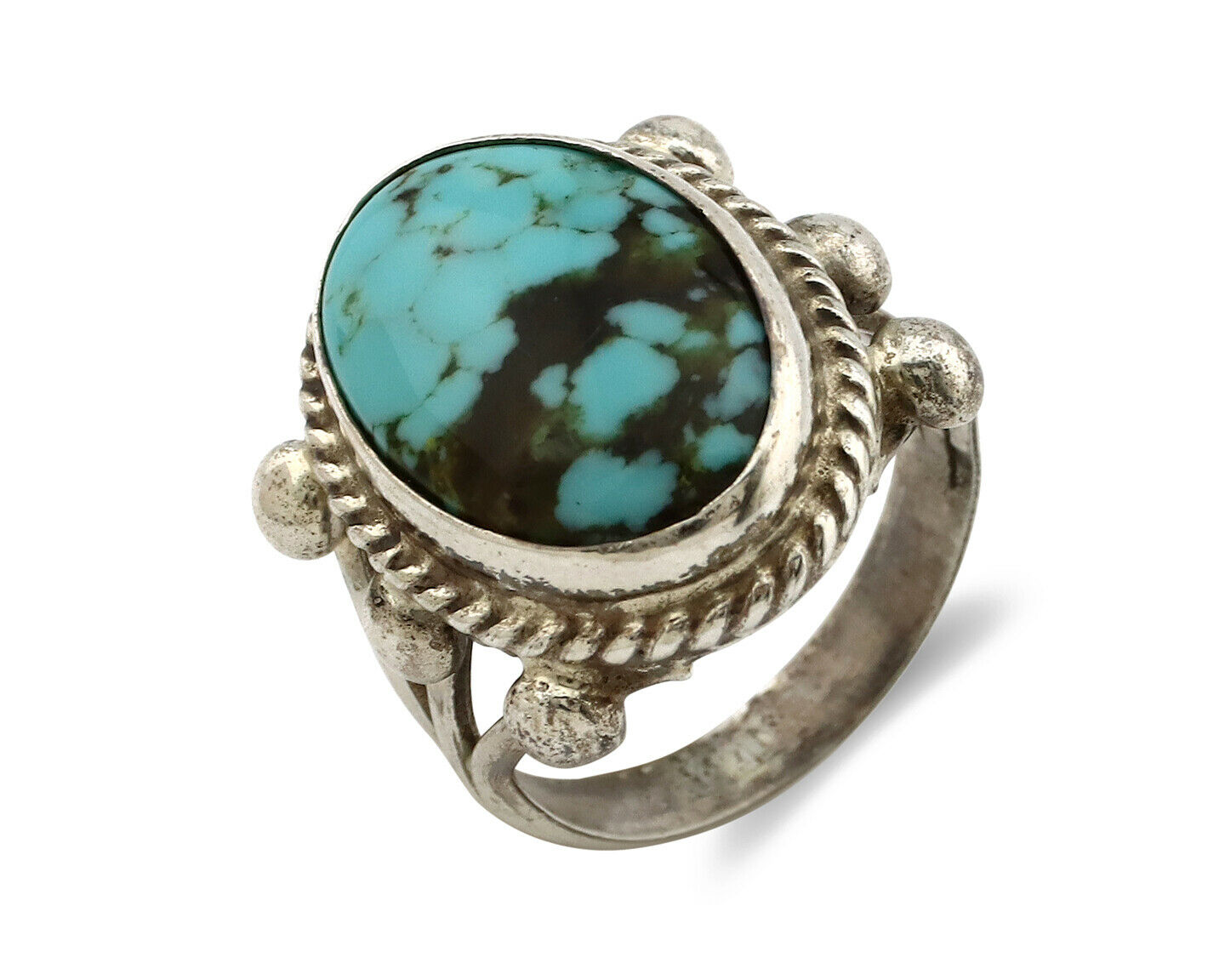 Navajo Ring .925 Silver Blue Southwest Turquoise Native American Artist C80s