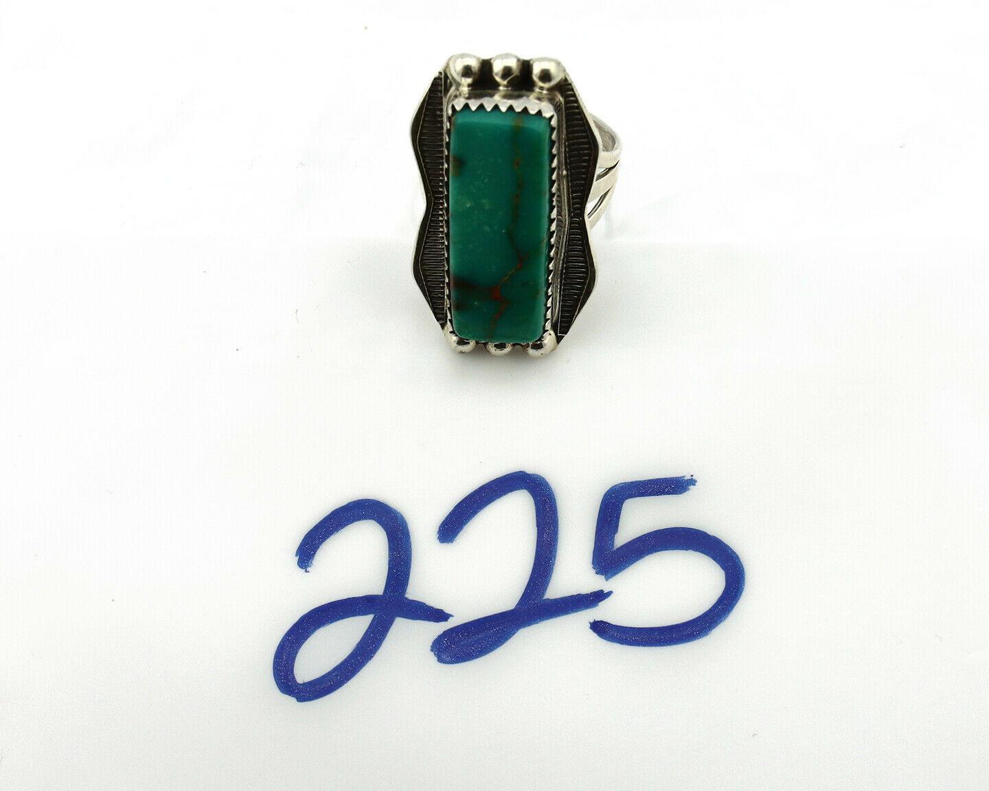 Navajo Ring .925 Silver Natural Aqua Turquoise Artist Signed S C.80's