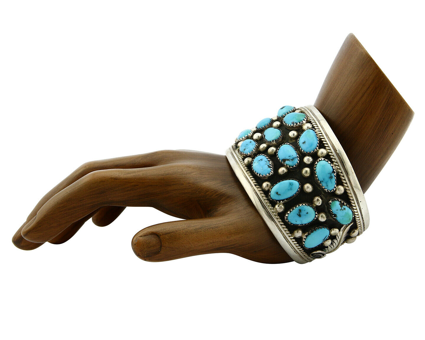 Navajo Bracelet .925 Silver Turquoise Mountain H. Spencer Native American 1990's
