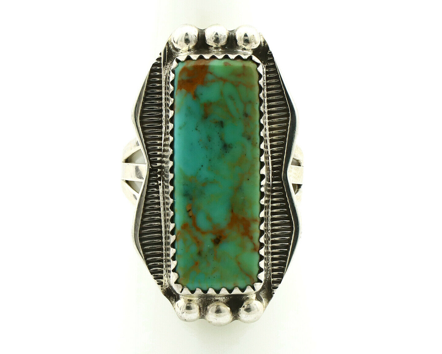 Navajo Ring .925 Silver Natural Aqua Turquoise Signed Apache C.80's