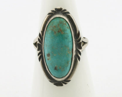 Navajo Ring .925 Silver Kingman Turquoise Native Artist Signed C.80's