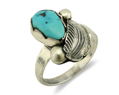 Zuni Ring 925 Silver Natural Blue Turquoise Artist Signed Simplicio C.80's