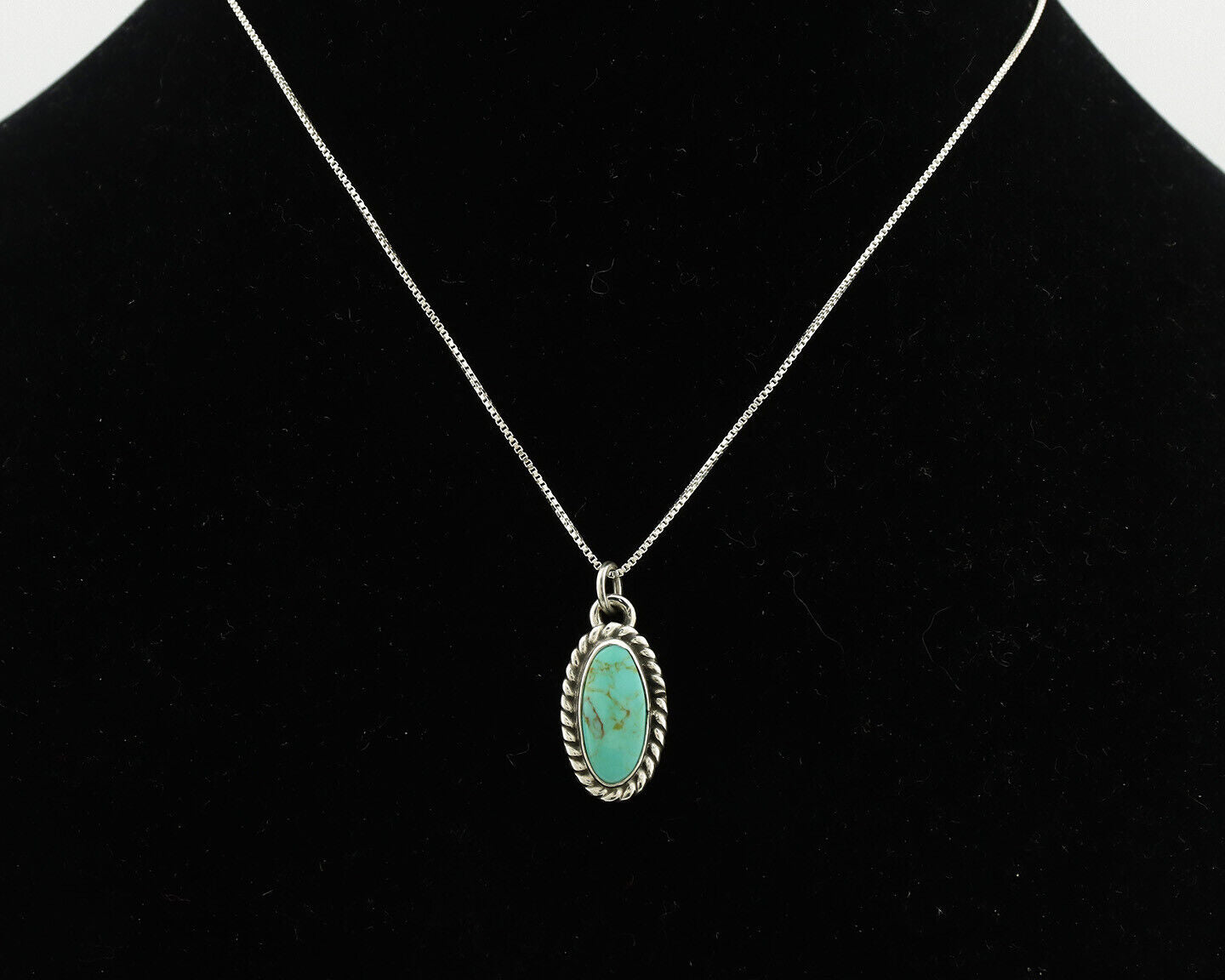 Navajo Necklace .925 Silver Arizona Turquoise Signed Gecko C.1980's