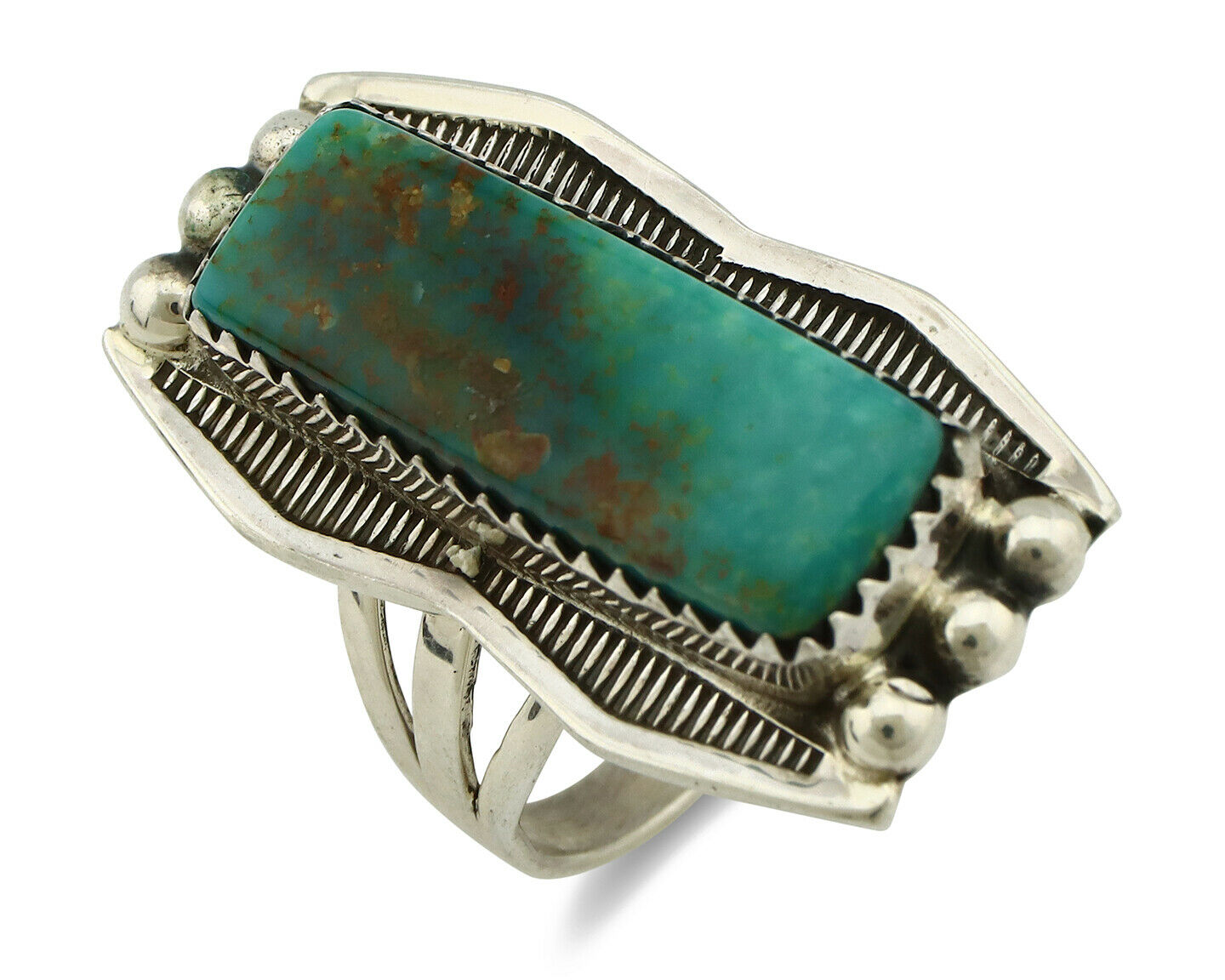 Navajo Ring .925 Silver Natural Aqua Turquoise Artist Signed S C.80's