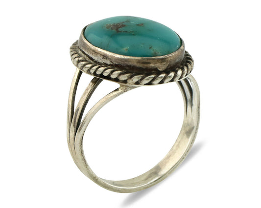 Navajo Ring .925 Silver Blue Turquoise Native American Artist C.1980's
