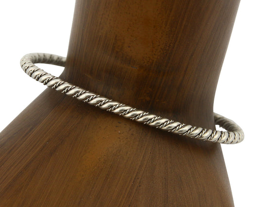 Navajo Bracelet .925 SOLID Silver Handmade Artist Tahe Circa Late 1980's