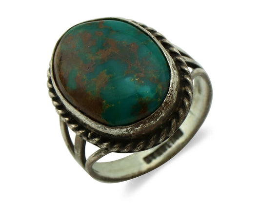 Navajo Ring 925 Silver Turq Mtn Turquoise Native American Artist C.80's