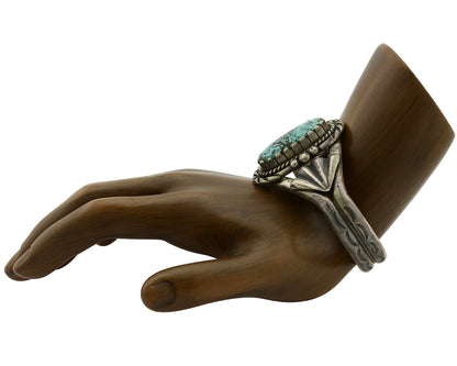 Women's Navajo Bracelet .925 Silver Turpens Pawn Vault Spiderweb Turquoise C80's