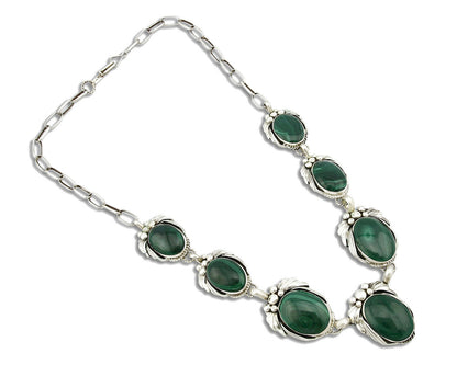 Navajo Malachite Necklace .925 Silver Artist Billie Eagle C.80's