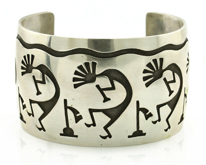 Navajo Overlay Kokopelli Bracelet .925 Silver Artist Native American C.90's