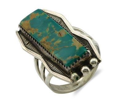 Navajo Ring .925 Silver Natural Aqua Turquoise Signed B C.80's