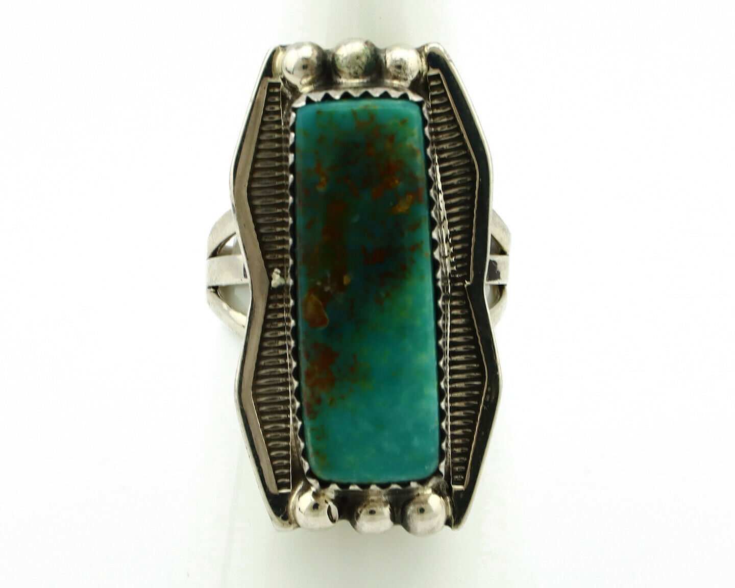 Navajo Ring .925 Silver Natural Aqua Turquoise Artist Signed S C.80's