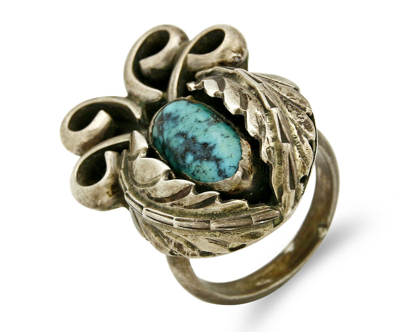 Navajo Turquoise Ring .925 Silver Turquoise Handmade Old Pawn C.65