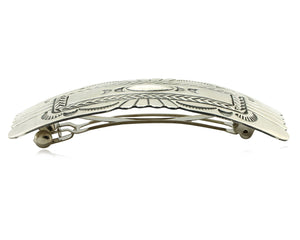 Navajo Hair Clip Barrette .925 Silver Hand Stamped Artist Signed Harold Tom C80s