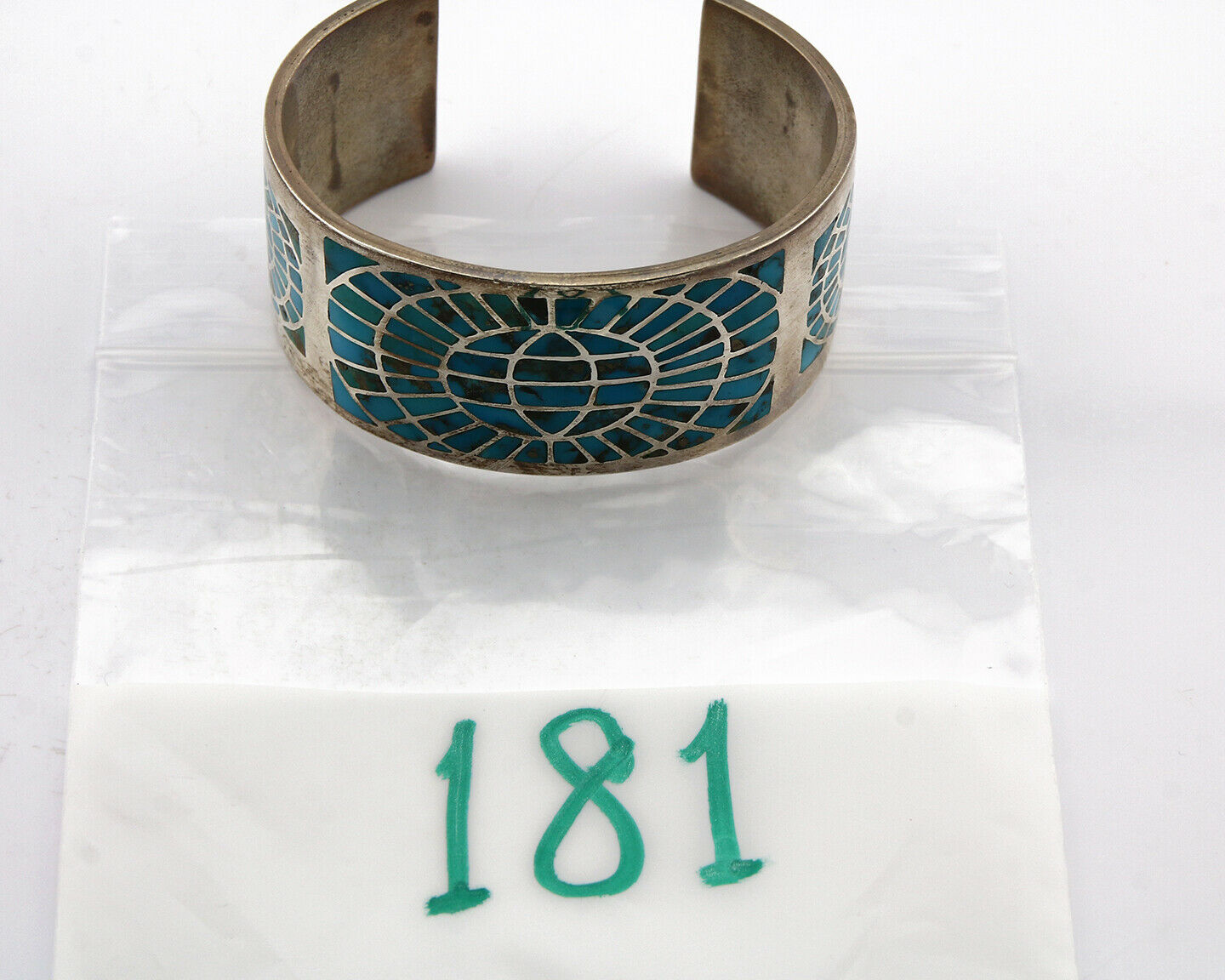 Navajo Bracelet .925 Silver Blue Arizona Turquoise Signed WH C.80's