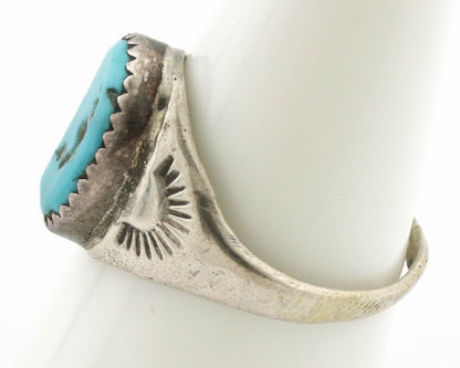 Zuni Ring .925 Silver Natural Blue Turquoise Native American Artist C.1980's