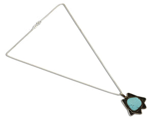Navajo Handmade Necklace 925 Silver Natural Blue Turquoise Native Artist C.70's
