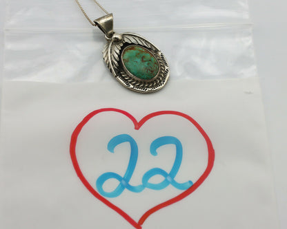 Navajo Necklace .925 Silver Kingman Turquoise Signed Artist C.80's