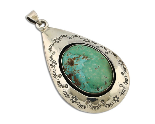 Navajo Pendant 925 Silver Natural Mined Turquoise Artist Signed C Montoya C.80's