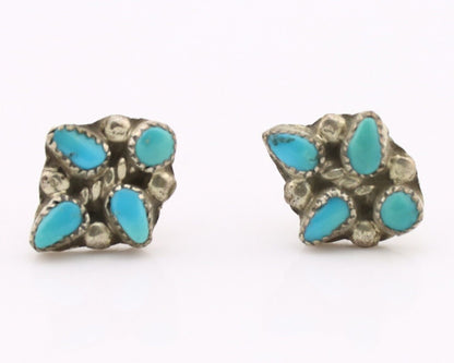 Zuni Earrings 925 Silver Sleeping Beauty Turquoise Native American Artist C.80's