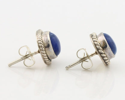 Navajo Earrings 925 Silver Natural Mined Lapis Native American Artist C80s