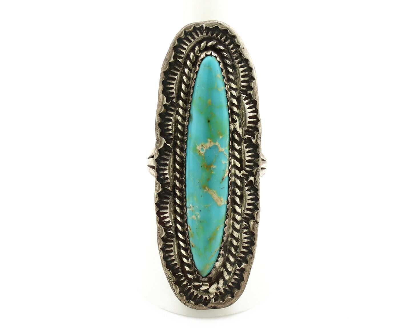 Navajo Ring .925 Silver Royston Turquoise Native American Artist C.80's