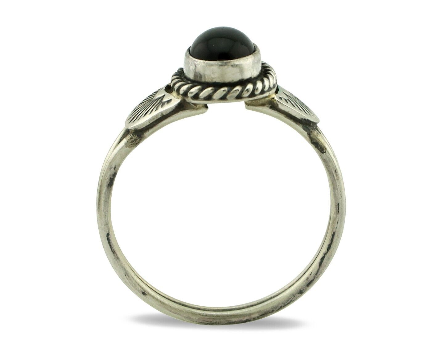 Navajo Ring 925 Silver Natural Mined Black Onyx Native American Artist C.80's