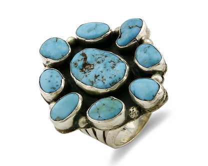 Navajo Ring .925 Silver Sleeping Beauty Turquoise Signed MB C.80's