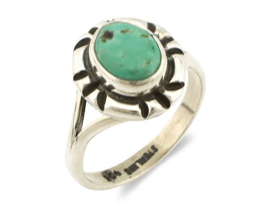 Navajo Ring .925 Silver Kingman Turquoise Artist Signed Gecko C.90's