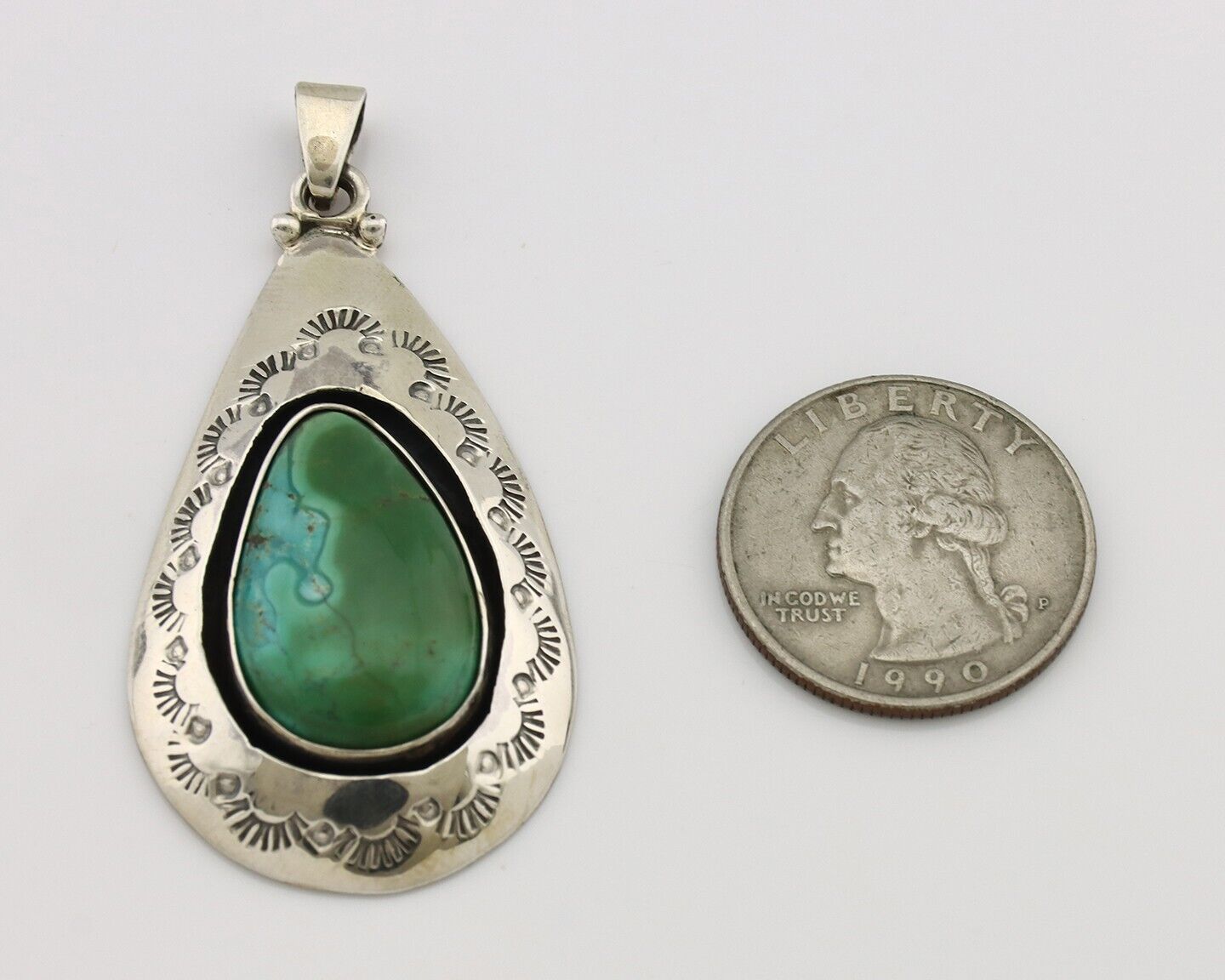 Navajo Pendant 925 Silver Royston Turquoise Artist Signed C Montoya C.80's