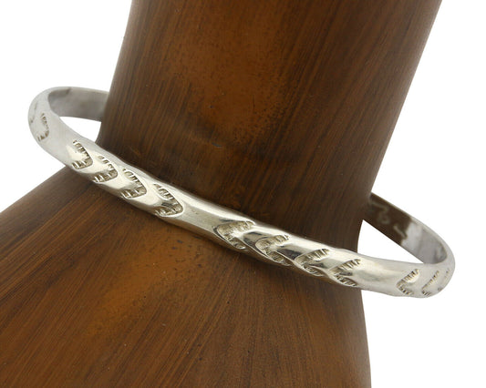 Navajo Bracelet .925 Silver Hand Stamped Arrow Head Artist I Montoya C.80's