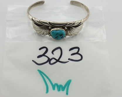 Navajo Bracelet 925 Silver Sleeping Beauty Turquoise Artist Signed M Montoya C80