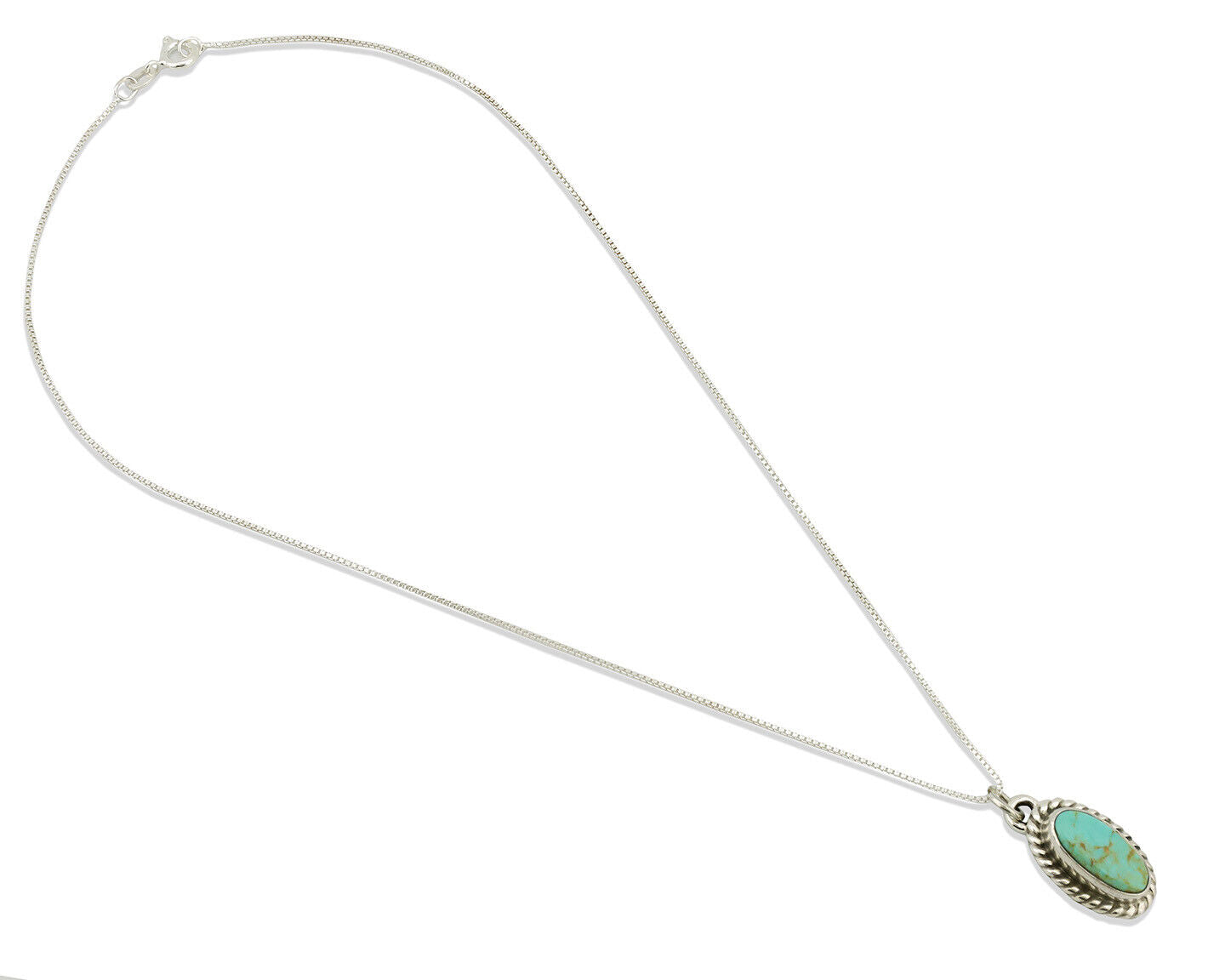 Navajo Necklace .925 Silver Arizona Turquoise Signed Gecko C.1980's