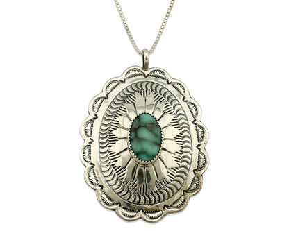 Navajo Necklace .925 Silver Spiderweb Turquoise Signed Marcella James C.80's